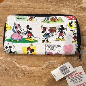 Disney Parks Mickey and  Minnie Wallet with Black and Red Text NWT